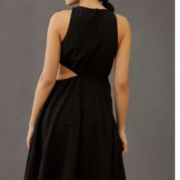 Anthropologie Maeve Side Cut Out Midi Dress in Black Size Medium - Picture 2 of 10